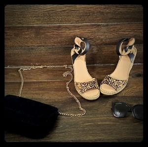 Vince Camuto cheetah print wedged heel sandals